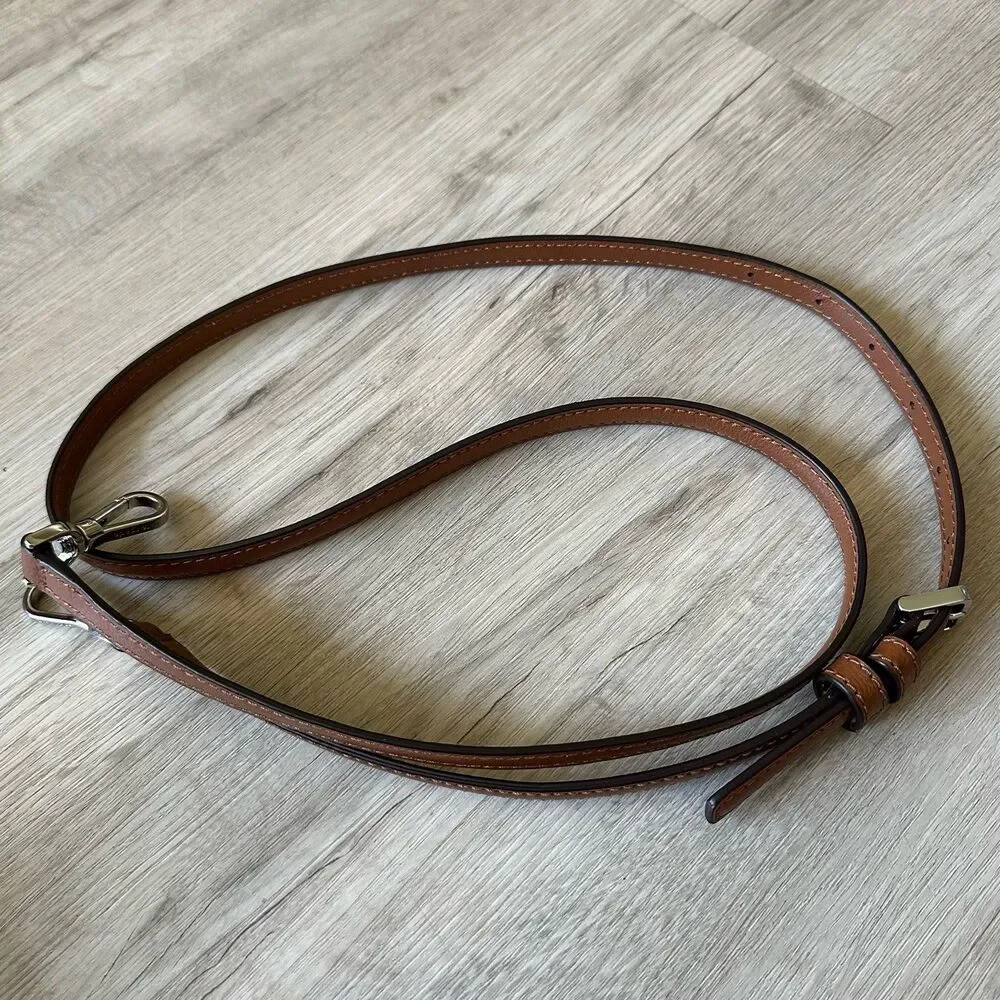 Kate Spade Crossbody Purse Strap Medium Brown Leather Silver Hardware